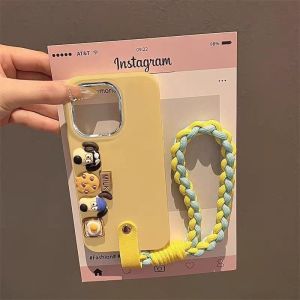 💯【Phone Case】+FREE Shipping 💯3D Cute Headmaster Dog Silicone Soft Case For iPhone 15 14 13 11 12 Pro Max 14 15 Plus Simple Colourful Nylon Lanyard Design Full Coverage Large Hole Anti-drop Cover