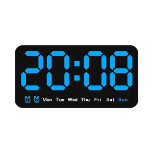 Digital Wall Clock Voice Control Alarm Clock 12/24H Large Screen Display TEMP Date Week DST 2-Alarm Table Clock Home Decoration