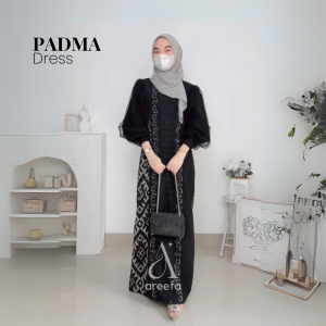 Areefa - Gamis Dress Etnik Tenun Premium Wanita Remaja Kekinian Terbaru Gamis Tenun Etnik Kombinasi
