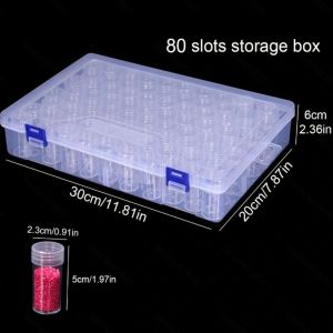 POMELOBT Chai 24/30/38/48/60/80 Hộp đựng tranh Kim Cương Nhựa Tròn Hộp đựng hạt Phụ kiện sơn kim cương Trong suốt Hộp xếp đồ trang sức Làm móng nghệ thuật