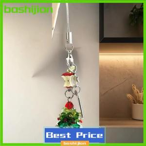 bashijian ขวดดริฟท์ต้นคริสต์มาสหวานสายคล้องคอแบบใบโคลเวอร์สี่แฉกพวงกุญแจสายคล้องโทรศัพท์กระเป๋าเป้สะพายหลังที่สวยงามอุปกรณ์ตกแต่งของขวัญ