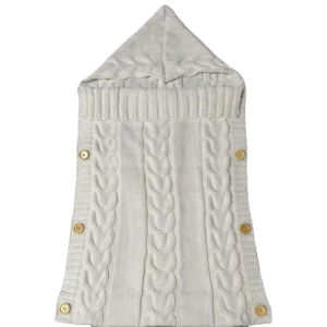 Knitted Blanket Handmade Wrap Super Soft Sleeping Bag For Baby Newborn - White