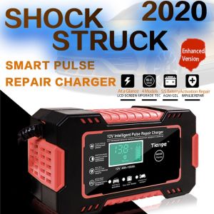 CHNK【Local Delivery】New Red Full Automatic Car Battery Charger 110V To 265V To 12V 24V Motorcycle Battery Repair Type High Power Start and Stop