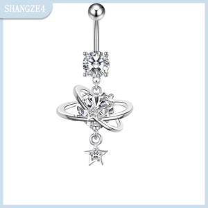 【SHANGZE4】 Thời Trang Trái Tim Zircon Bụng Nút Nhẫn Thép Không Gỉ Pha Lê Bướm Vòng Bụng Cho Phụ Nữ Rốn Đồ Trang Sức Cơ Thể Phụ Kiện