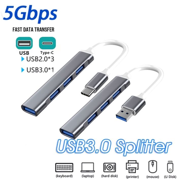 4 in 1 usb hub high speed 4 ports usb 3 0 adapter type c splitter 5gbps