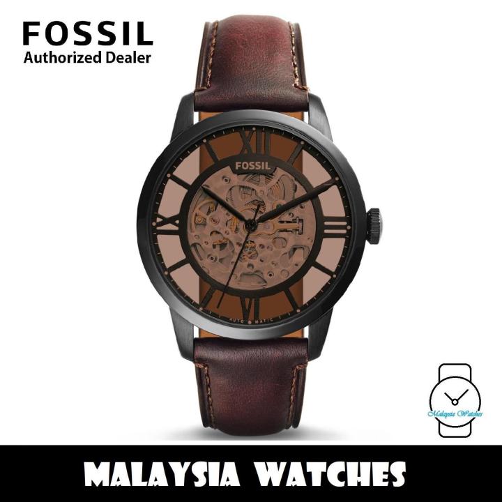 OFFICIAL WARRANTY Fossil Men s ME3098 Townsman Skeleton Automatic Dark Brown Leather Watch 2 Years Fossil Warranty Lazada