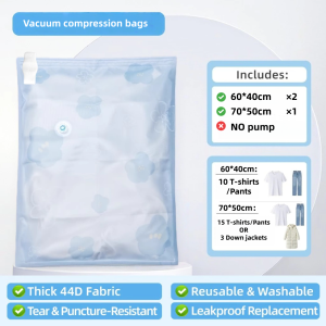 Vacuum Bags for Travel with Rechargeable Electric Pump Storage Bags Vacuum Sealed Space Saver Bags Carry-on Size Compression Packing Bags for Luggage and Suitcase
