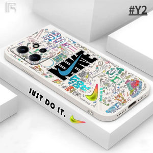 (Lokal Ready) Casing hp Vivo IQOO Z7X V27e V25 V25e V19 V9 V21 V20 V23e Y85 S1 S1 Pro Graffiti merek retro trendy lucu kasus telepon silikon tepi lurus Softcase