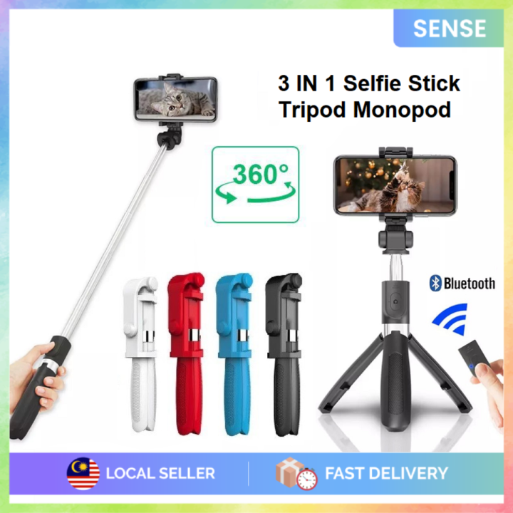 Sense 360 Rotate 3in1 Bluetooth Selfie Stick Tripod Monopod Remote