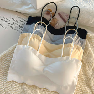 เสื้อชั้นในกีฬาผ้าไหมน้ำแข็ง ไม่มีโครงและกันกระแทก เสื้อชั้นในสำหรับนักเรียนวัยรุ่น บาง รองรับหน้าอกเล็ก เสื้อกล้ามไร้ตะเข็บ สวมใส่สบาย【BabyBuddyShop】