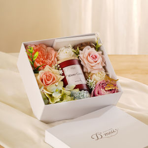 Set quà tặng hoa lụa nến thơm Dmeii quà tặng ý nghĩa cho bạn bè người thân tặng kèm phụ kiện