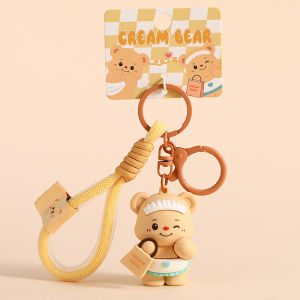 Creative Cartoon Butter Bear Doll Pendant Couple Keychain Couple Bag Pendant Small Gift
