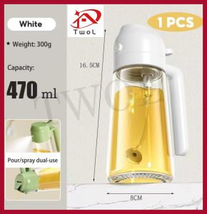 TWOL 1pcs Kitchen Oil Bottle Condiments Bottle Spray or Pour 2 in 1 Oil Bottle Oil Container Kitchen Organizer
