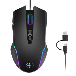 Corded Opticaled Mouse With Ergonomic Computer Jiggler Function Color Lighting 7200DPI For Desktop Laptop