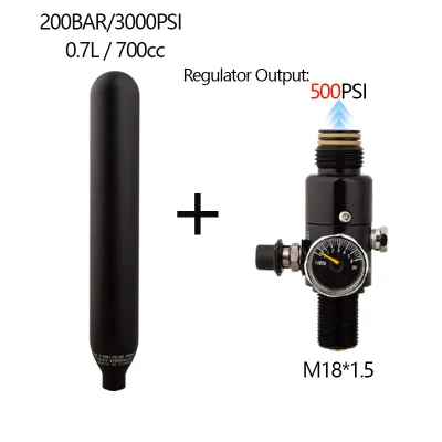 Hpa 0.7L 700cc Lặn bình khí 200bar/3000PSI Xi lanh khí đầu ra 160PSI để 3000PSI Bộ điều chỉnh áp suất cho CO2 Soda nước Scuba