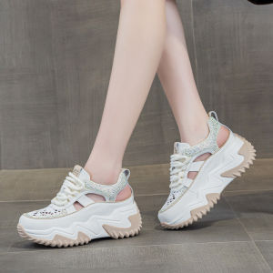 [Free Shipping] Thick-Soled WomenS 2026 Summer New Versatile Fashion Rhinestone Comfortable Hollow Breathable Sports Casual Sandals
