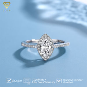 Lore Jewellery - Cincin Permata Moissanite Lapis Emas 18K - Marquise Shaped Silver Moissanite Ring 0.5 CT / 1.0 Certificate GRA [After Salew Warranty]