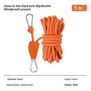 SERENEGLOW Lều ngoài trời Windproof dây với Glow-in-The-Dark chống khóa trượt và móc kim loại cho an toàn cắm trại thiết lập