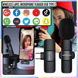 FAST DELIVERY TaffSTUDIO Mikrofon Mic Lapel Wireless Tanpa Kabel Suara Jernih Jarak Jauh USB Type C
