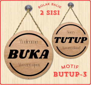 Papan Gantung Bolak Balik BUKA TUTUP diameter 20cm