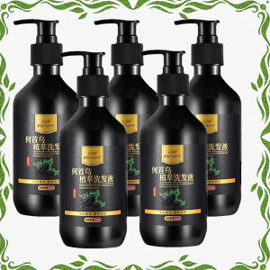 Polygonum multiflorum shampoo black hair nourishing liquid anti-white hair nourishing control hair loss to oil and itching 植物精華無矽油何首烏洗髮水