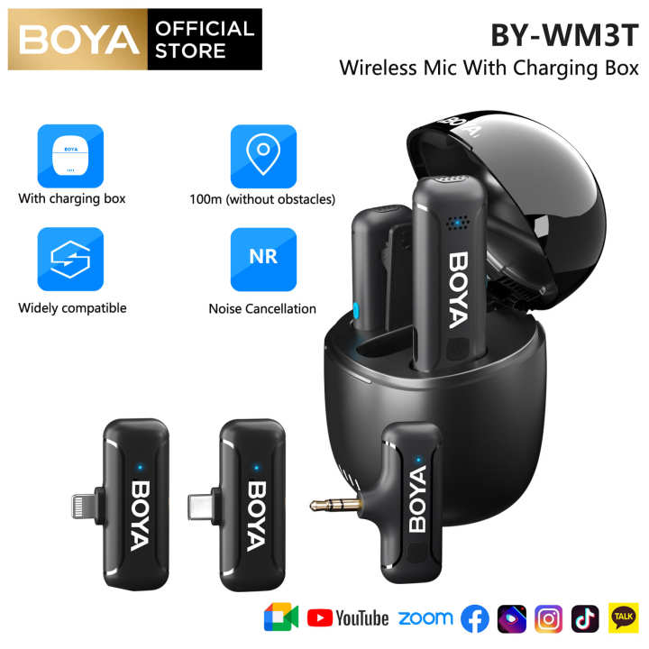 BOYA BY WM3T Wireless Lavalier Lapel Microphone With Noise