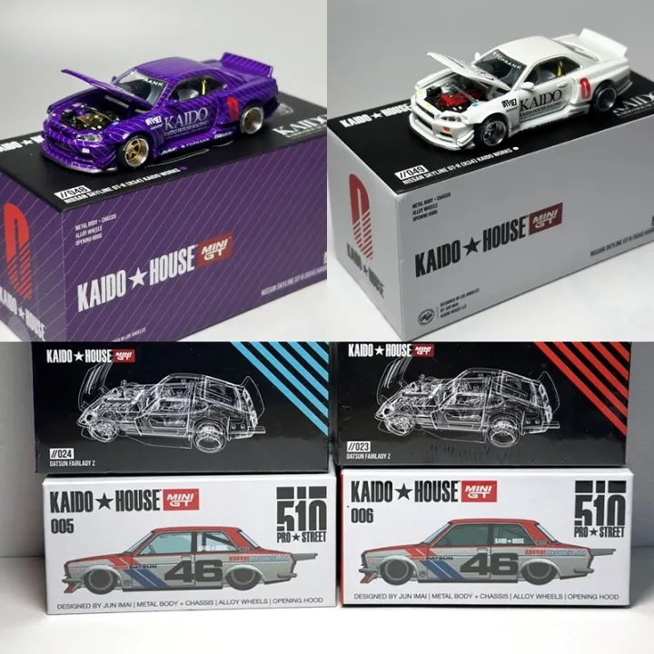 MINIGT 1:64 Kaido House Datsun 510 Fairlady Z Blue R34 Jdm Alloy