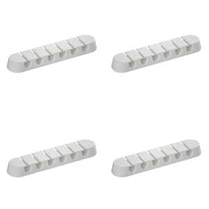 ฐานที่เก็บสายไฟตั้งโต๊ะ4ชิ้นเนื้อพลาสติกคลิปการจัดการสายเคเบิลเหมาะสำหรับการจัดการสายเคเบิลไฟฟ้าแบบแผ่น