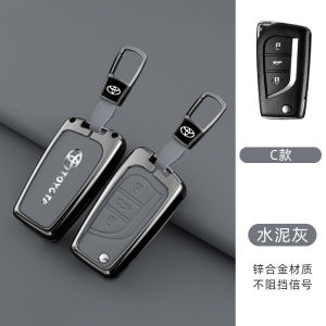 เคสที่ห้อยกุญแจรถพับได้ทำจากซิงค์อัลลอยสำหรับ Toyota Fortunnova E Hilux Conquest Revo คอโรลล่าอัลติสวีออสยาริส CHR Camry RAV4ป้องกันปุ่มหนังพวงกุญแจที่วางรีโมทพับได้