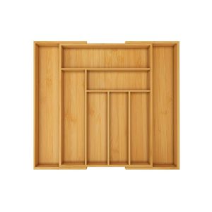 ANHEY Natural Utensil Drawer Organizer Bamboo Expandable Cabinet Drawers Dividers Grooved Drawer Dividers Wooden Grooved Cutlery Tray Flatware