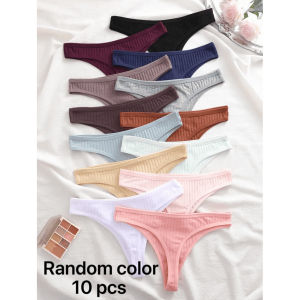 Womens Ribbed Dental Floss Panty Set with Cotton Lining