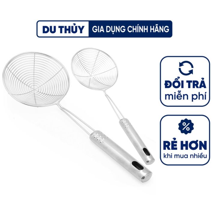 Vợt chiên inox vớt ráo dầu cán dài có móc treo tiện lợi - Vợt vòng cán ...