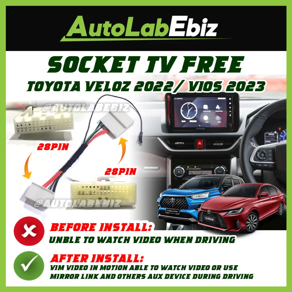 Toyota VELOZ 2022-2023 / TOYOTA VIOS 2023 Socket TV Free Bypass Video In  Motion VIM enabled to watch video while driving handbrake | Lazada