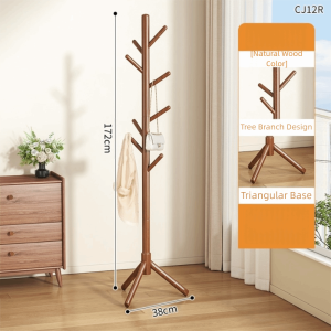 OPEAREY Floor-standing Coat Rack 8 Hooks Sturdy Clothes Hanger Space Saving Clothes Drying Stand Room Organization