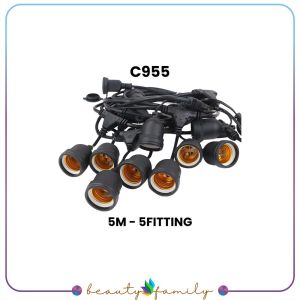 BF-C955 Kabel Fitting Lampu Gantung Outdoor 10 Meter 10 Fitting dengan Colokan / Fitting Lampu Hias