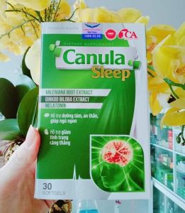 CANULA SLEEP Viên Uống Hỗ Trợ Sức Khỏe Dưỡng Tâm - An Thần - Giúp Ngủ Ngon Giảm căng thẳng stress Hộp 30 Viên