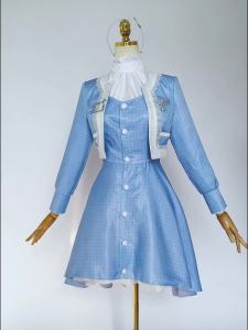 Genshin Impact Kamisato Ayaka cos Clothing OnePlus collaboration with Genshin Impact cos Blue plaid skirt suit