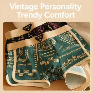 กางเกงบ็อกเซอร์ชายสไตล์อเมริกันวินเทจ เอวยางยืด ระบายอากาศได้ดี สำหรับผู้ชาย สวมใส่สบายทุกวัน