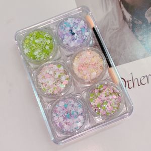 MAYIT 6Pcs/Set Trái tim ngôi sao trăng sequin Gel nhũ mắt Lễ hội lấp lánh Lấp lánh đầy màu sắc Gel nhũ móng tay Dễ thương Tóc Kem Gel Sequin Trang trí và cơ thể