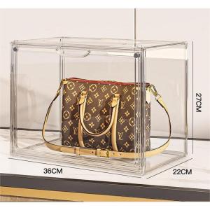 Acrylic Transparent Stackable Lady Bag Organizer Case Side Drop Magnetic Toy Display Stand Box Multifunctional Closet Clear Storage Box