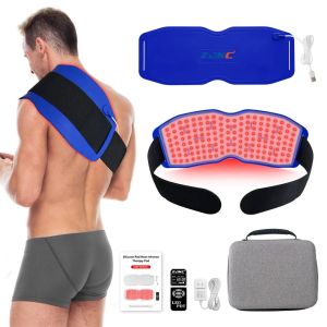 ZJZK Silicone Red Light Therapy Belt 850nm 940nm 660nm Infrared Waist Back Abdomen Knee Massager Full Body Pain Relief Heat Pad