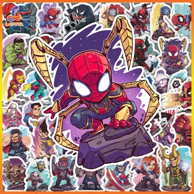 Set 48 cái Sticker Marvel DC chống nước Hình dán siêu anh hùng cute Decal Marvel dán vali điện thoại laptop