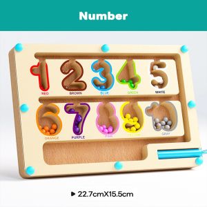 Wooden Magnetic Maze Color Sorting Board Number Counting Kids Montessori Learning Fine Motor