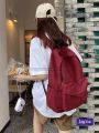 247CLUB Korean Version Lovely Student Schoolbag New Solid Color Backpack Leisure Travel Bag. 
