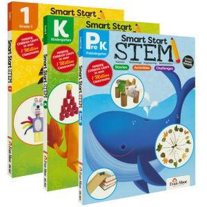 Evan Moor แบบฝึกหัดชุด Smart Start Stem ชุด3เล่ม Grade Pre K Grade K Grade 1 (ภาษาอังกฤษ) หนังสือกิจกรรมภาษาอังกฤษ