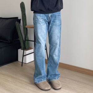 JOJO BOY พร้อมส่ง กางเกงยีนส์สไตล์อเมริกันย้อนยุคสีน้ำแบบเก่า  หลวมและสบาย เซ็กซี่ ขาตรง cleanfit รุ่นพื้นฐานเป็นแบบยอดนิยม