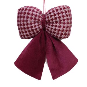 MAOMEI Delicate Christmas Bow Ornament Classic Soft Xmas Hanging Pendant Xmas Bow-knot Ornament Plush Christmas Wreath Bow-knot Window