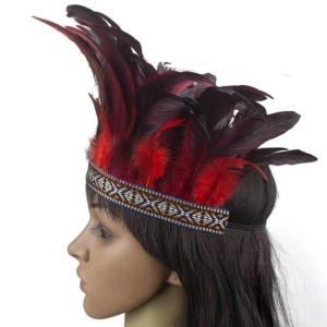 MillionGrid Thời trang lông vương miện headbands với dây đeo trang trí headdress Ấn Độ vương miện tóc ban nhạc Halloween cosplay mũ nón