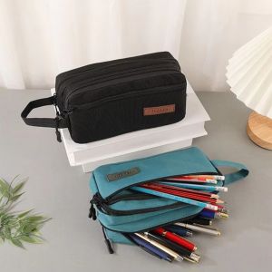 CHLOCH 3 Layers Pencil Case Oxford Large Capacity Pencil Pouch Portable Multi-purpose Pen Case School Supplies