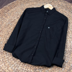 (Biru Denim) Kemeja Polos Lengan Panjang Warna Halus Biru Denim Dewasa Size M-XXXXL